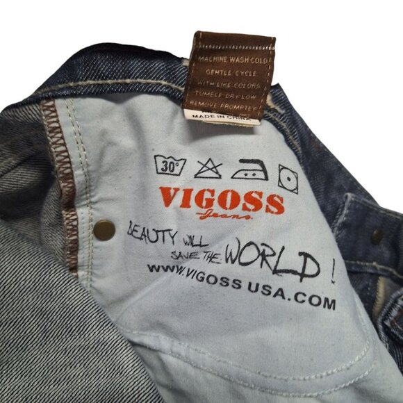 Vigoss Denim Jean Pants Rolled Cuff Womens 13 14 Slim Cut Pockets Dark Wash Blue - Picture 6 of 10